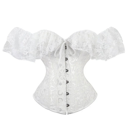 Off-Shoulder Red Lace Corset Top