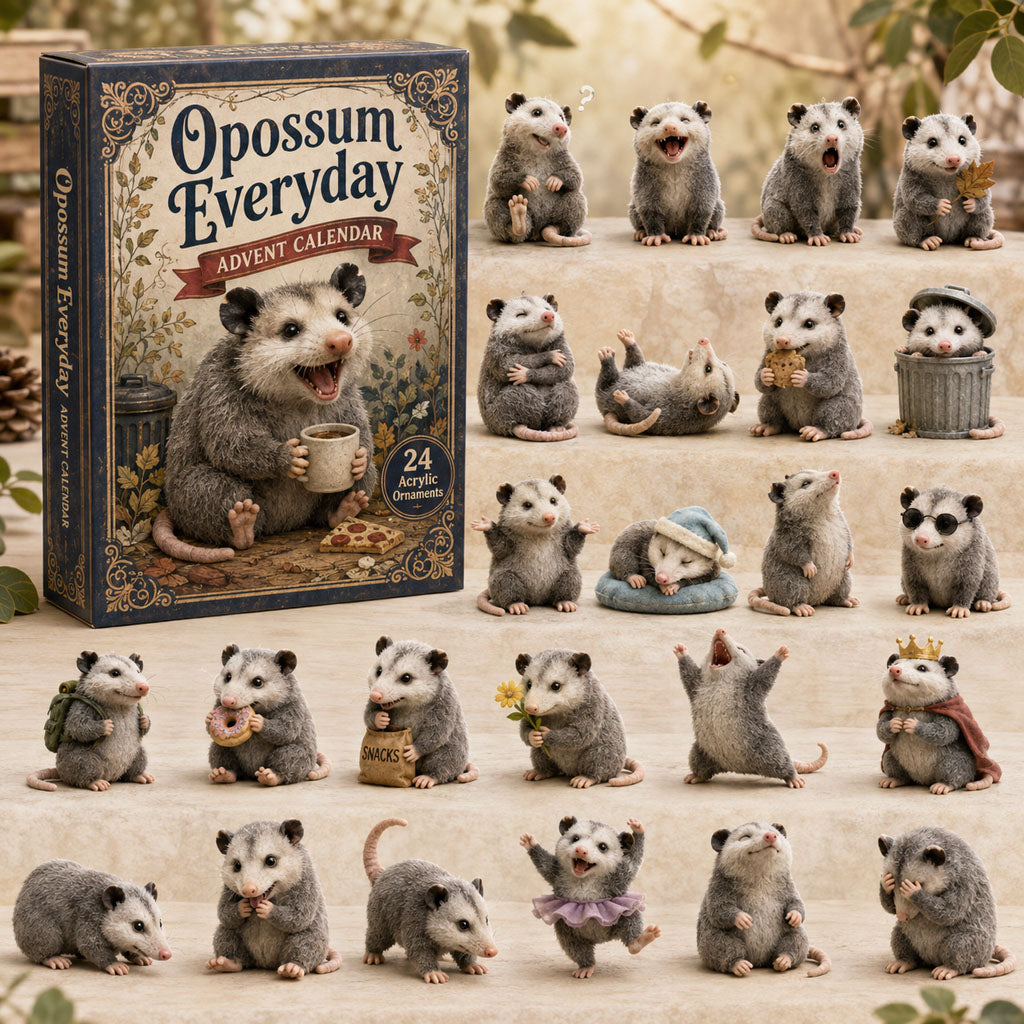 CHRISTMAS KICKOFF 40% OFF - Opossum Everyday Advent Calendar 2026 - 24-Day Festive Countdown, Acrylic Charms Blind Box - Gift For Opossum Lovers AC0TH172