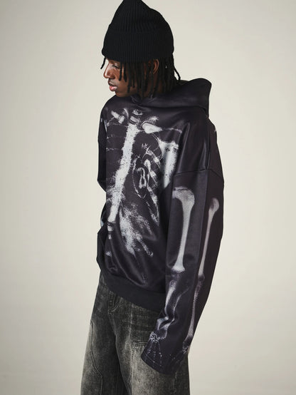 Oversized Skeleton X-Ray Graphic Hoodie