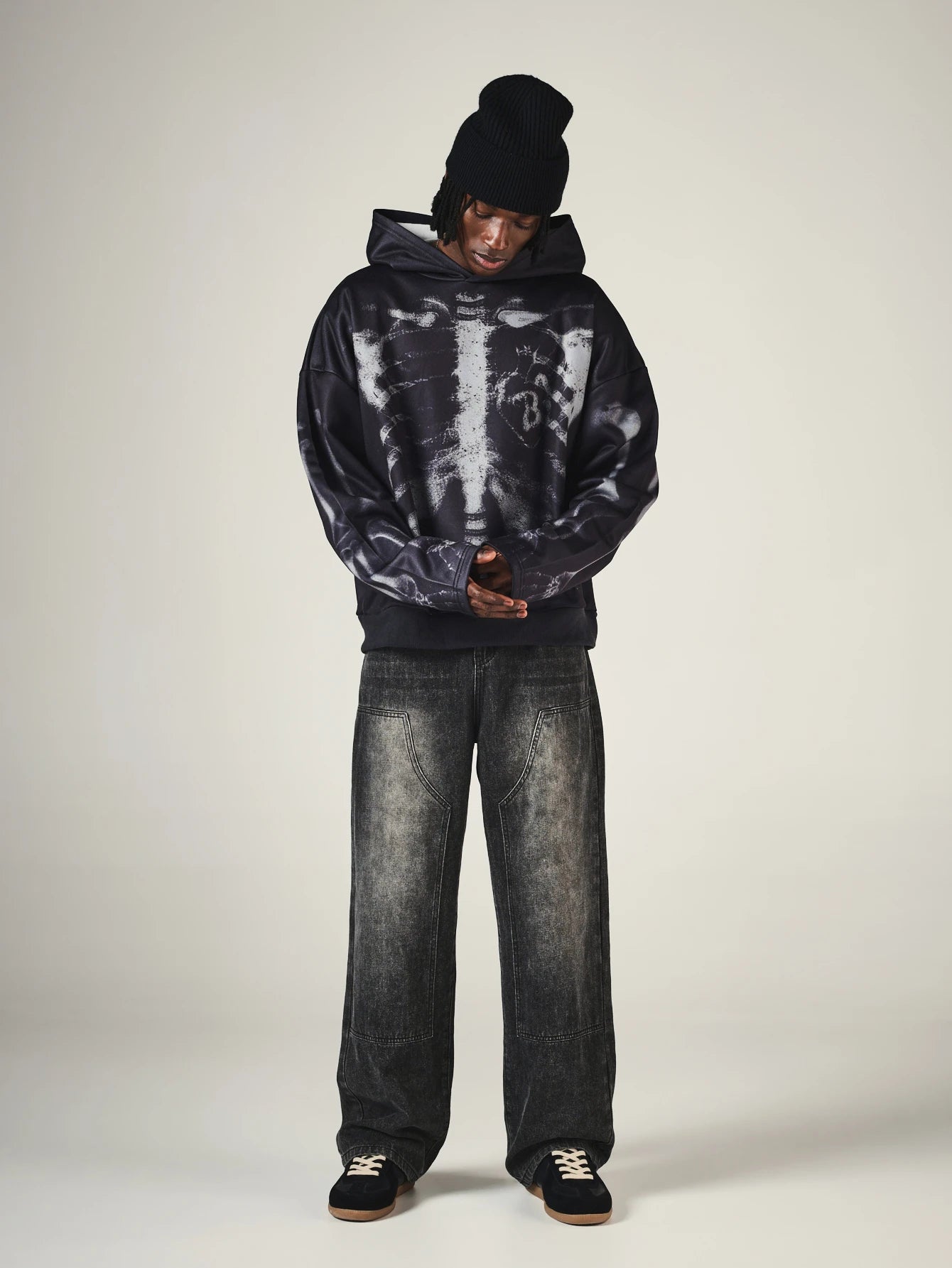 Oversized Skeleton X-Ray Graphic Hoodie