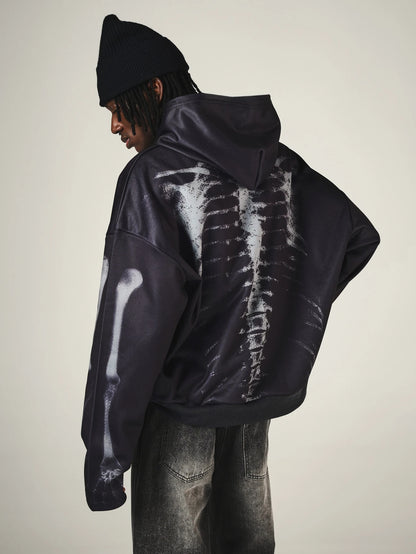 Oversized Skeleton X-Ray Graphic Hoodie