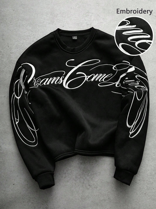 Cropped 3D Embroidery & Camouflage Men's Streetwear