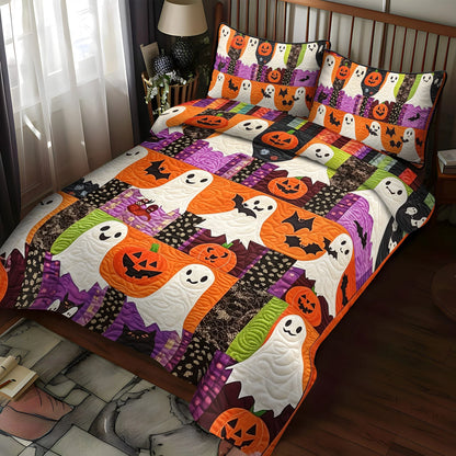 Patchwork Ghost Pumpkin Halloween Bedding Set