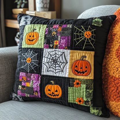 Patchwork Pumpkin Halloween Quilted Pillow Case