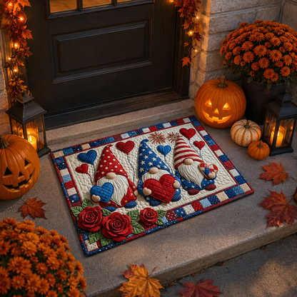 Patriotic Patriotic Gnomes Hearts Patriotic Quilted Halloween Gate Doormat
