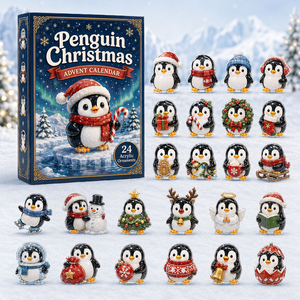 CHRISMAST KICKOFF 40% OFF - Penguin Christmas Advent Calendar 2026 - 24-Day Festive Countdown, Acrylic Charms Blind Box - Gift For Penguin Lovers AC0HA075