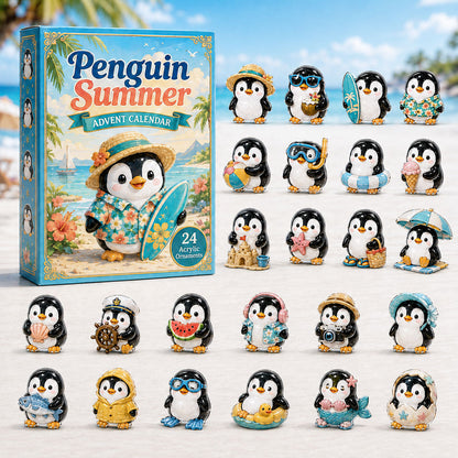 CHRISTMAS KICKOFF 40% OFF - Penguin Summer Advent Calendar 2026 - 24-Day Festive Countdown, Acrylic Charms Blind Box - Gift For Penguin Lovers AC0HA078
