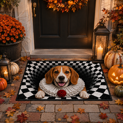 Pennywise Beagle Clown Optical Illusion Halloween Gate Doormat