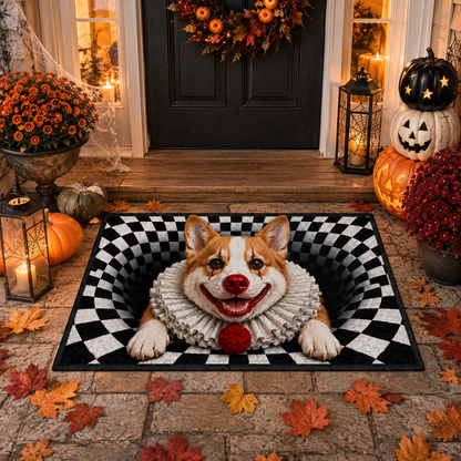 Pennywise Corgi Optical Illusion Halloween Gate Doormat