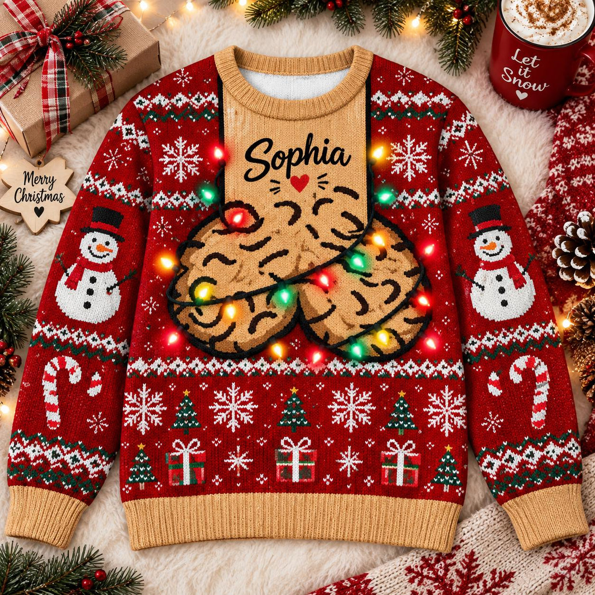 Personalized Cookie Chest Ugly Christmas Sweater
