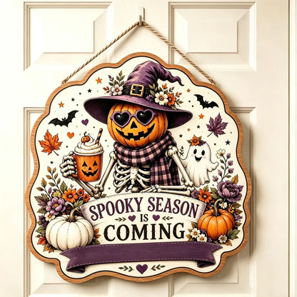 Personalized Spooky Season Family Name Halloween Wooden Door Sign