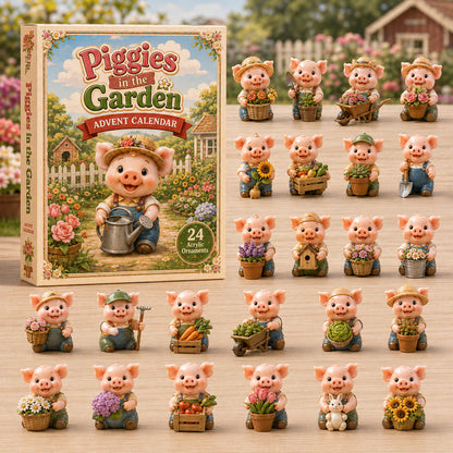 CHRISTMAS KICKOFF 40% OFF - Piggies in the Garden Advent Calendar 2026 - 24-Day Festive Countdown, Acrylic Charms Blind Box - Gift For Pig Lovers AC0HA215
