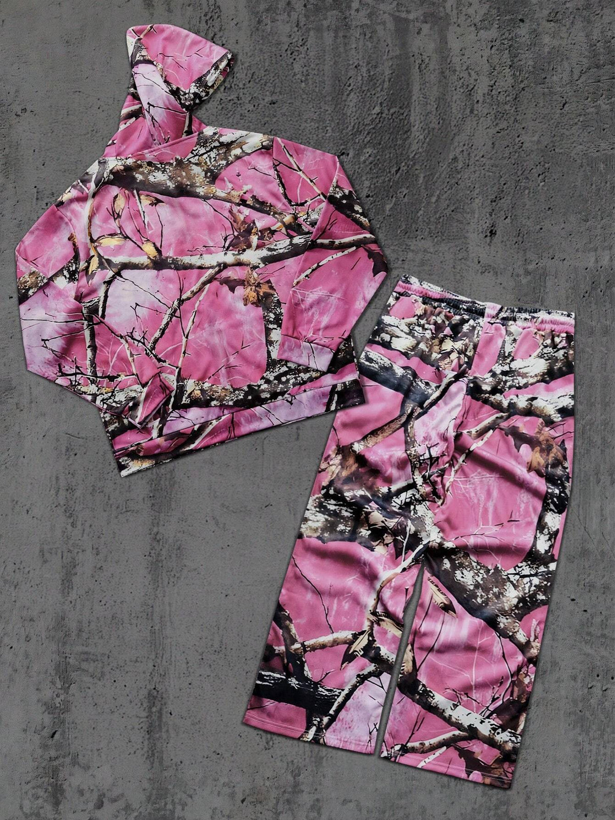 Pink Camo Tree Branch Mens Tracksuit Set
