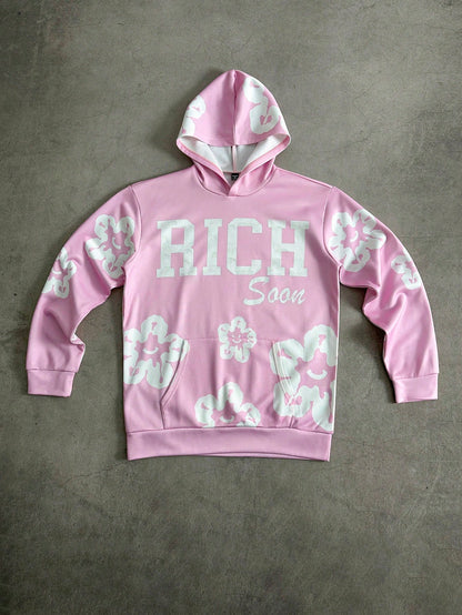 Pink Flower RICH Soon Graphic Hoodie