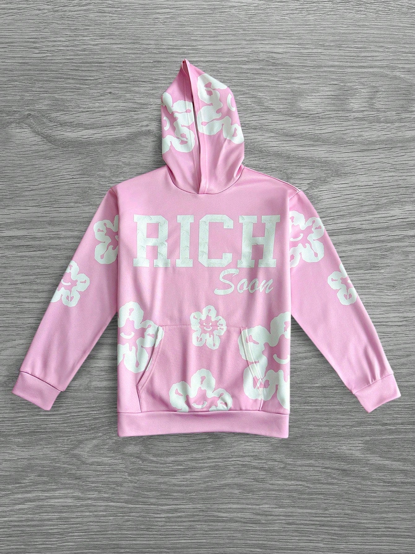 Pink Flower RICH Soon Graphic Hoodie