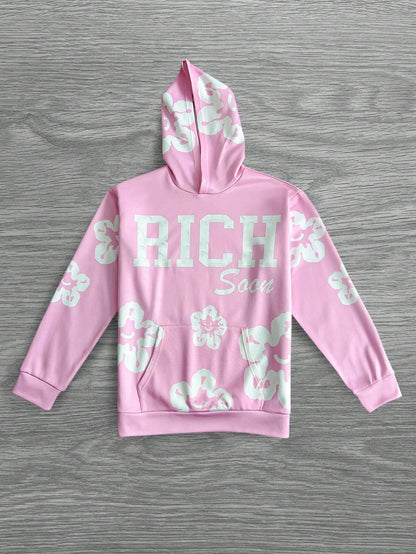 Pink Flower RICH Soon Graphic Hoodie