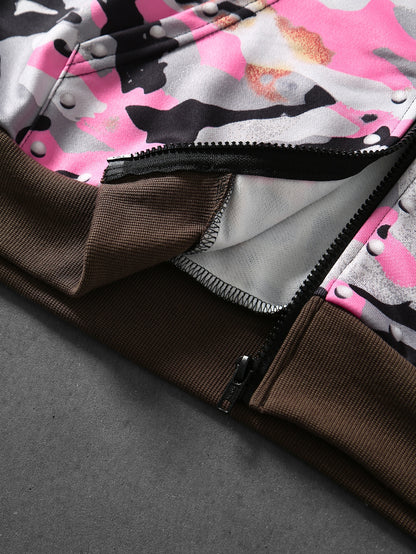 Pink Leopard Camo Zip Hoodie