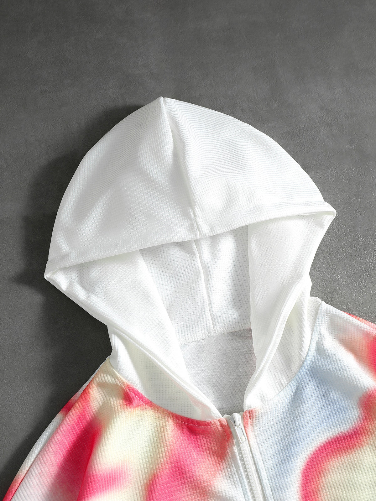 Pink Tie Dye Waffle Zip Hoodie