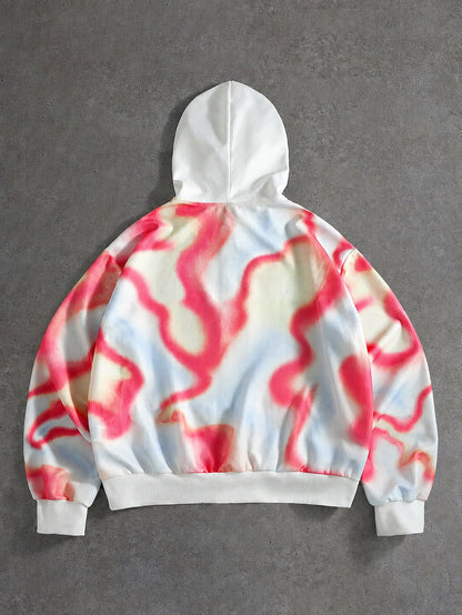 Pink Tie Dye Waffle Zip Hoodie