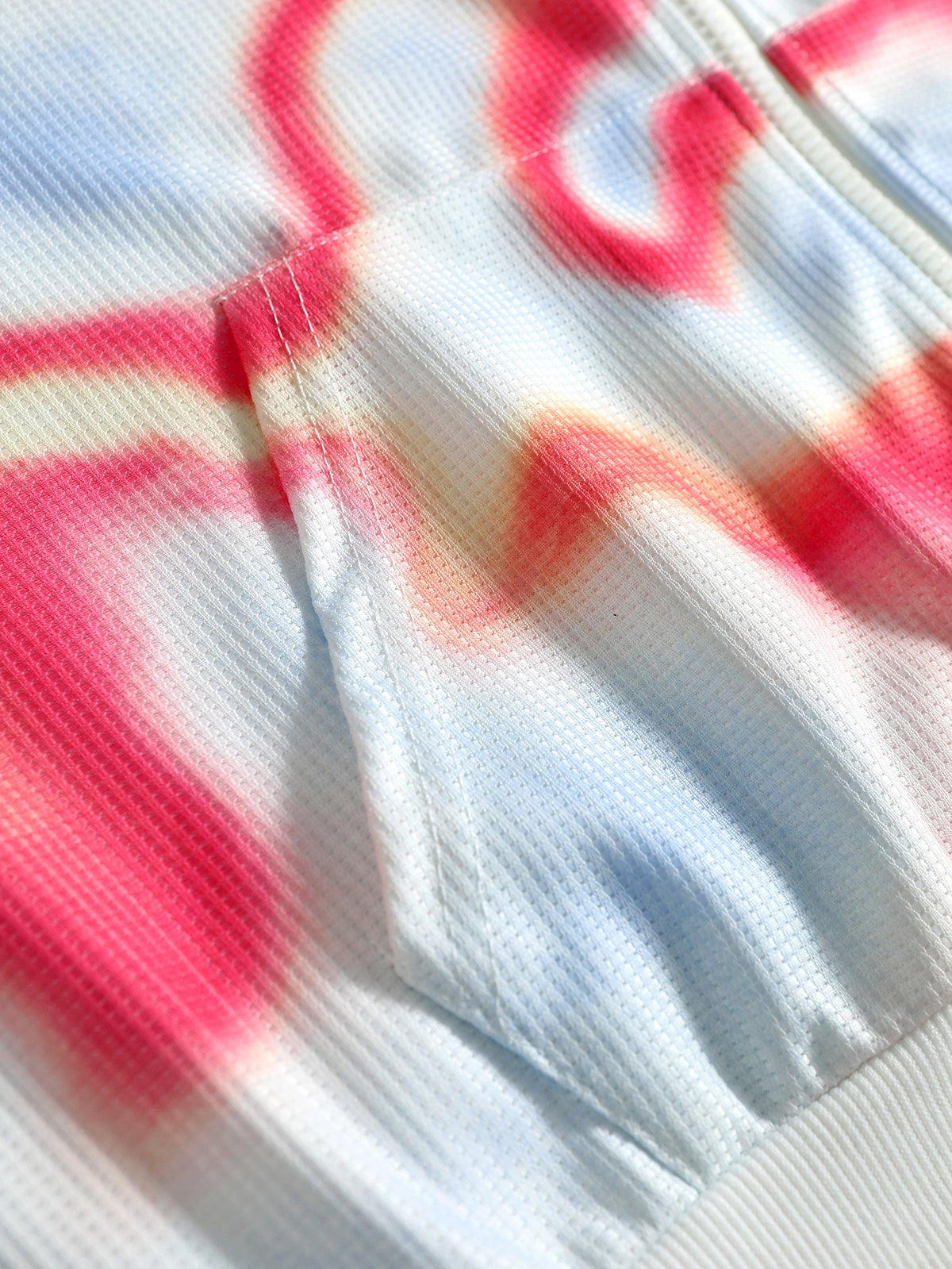 Pink Tie Dye Waffle Zip Hoodie