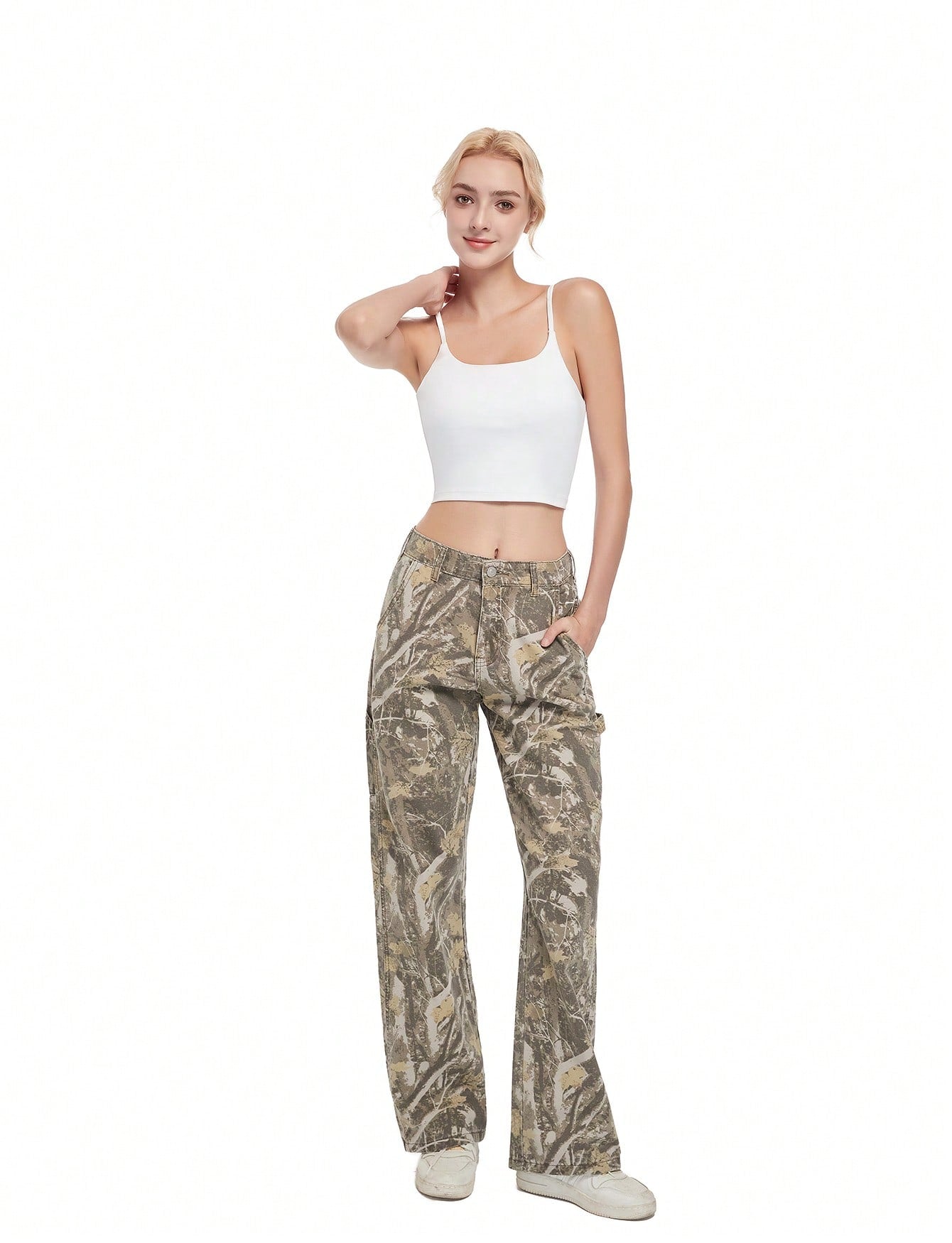 Women's Camouflage Low Rise Loose Cargo Jeans