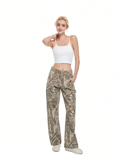 Women's Camouflage Low Rise Loose Cargo Jeans