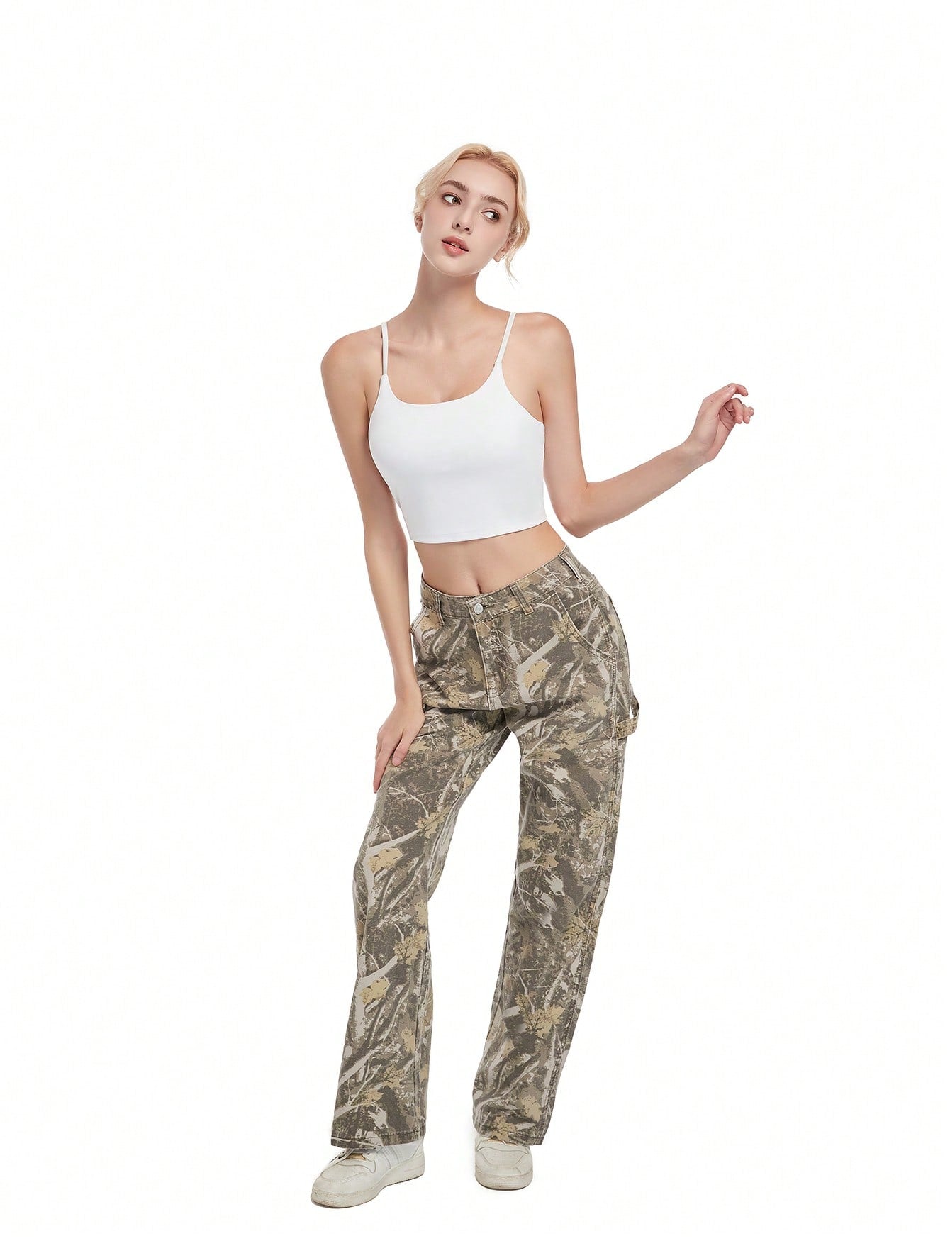 Women's Camouflage Low Rise Loose Cargo Jeans
