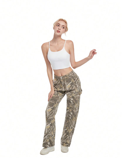 Women's Camouflage Low Rise Loose Cargo Jeans