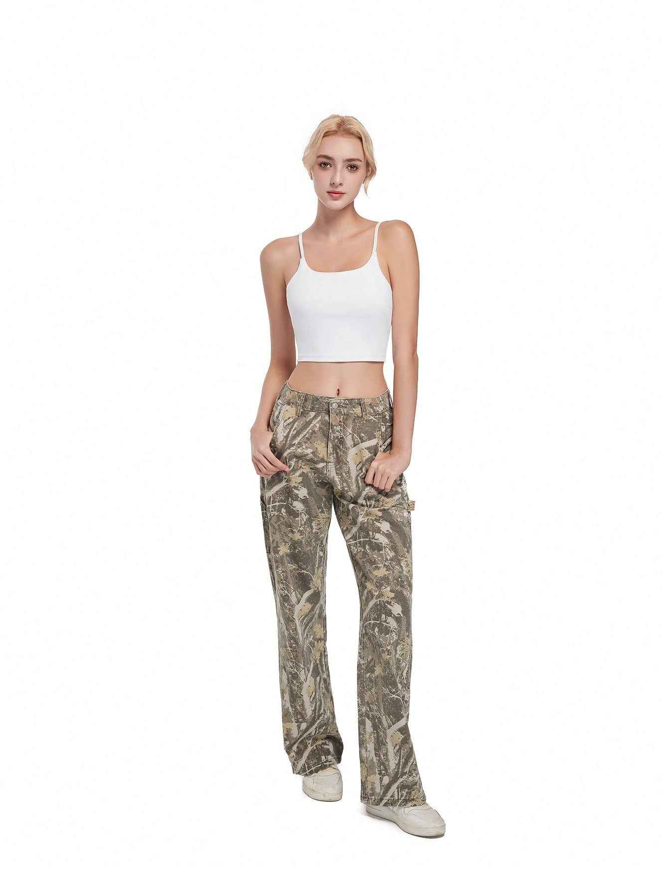 Women's Camouflage Low Rise Loose Cargo Jeans