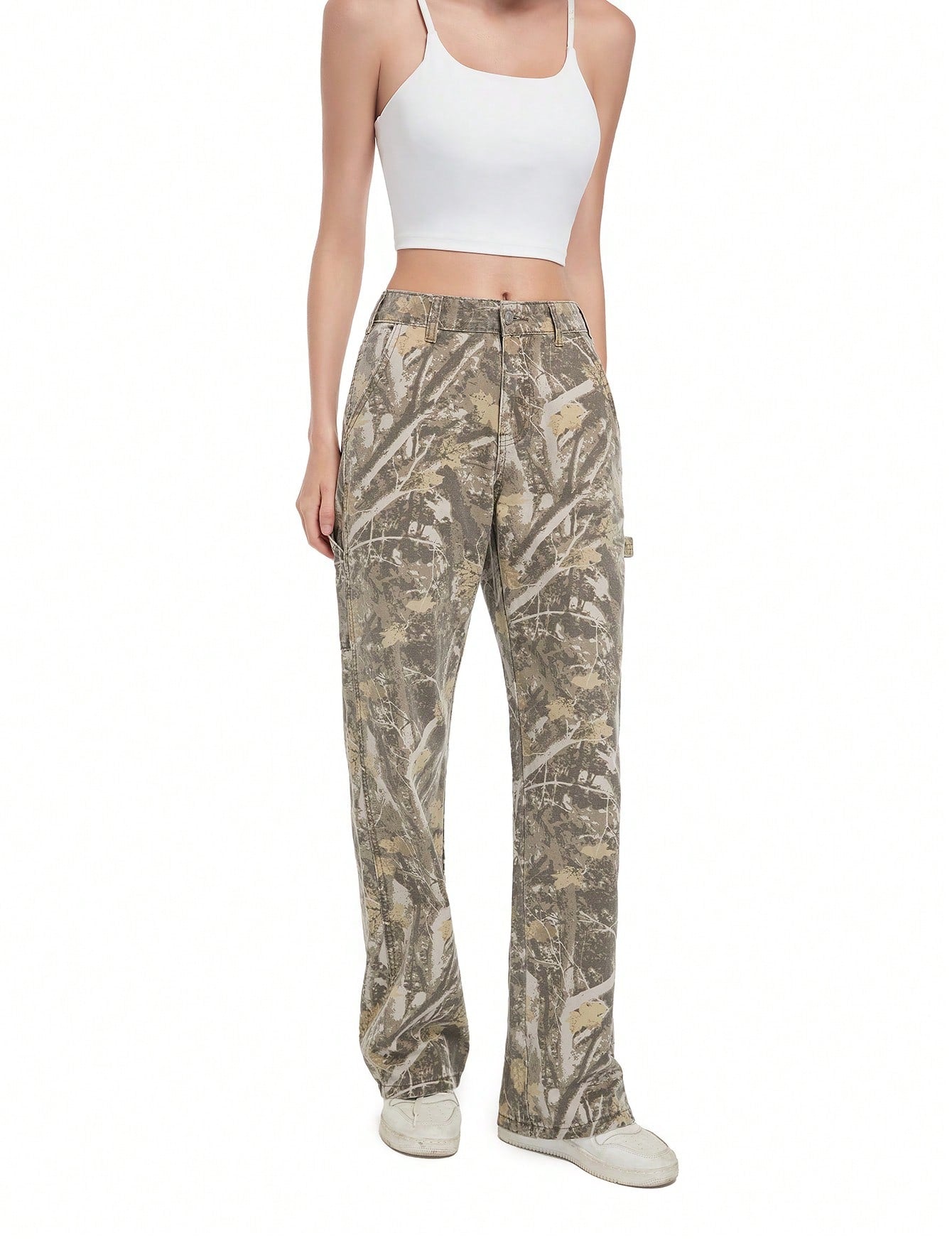 Women's Camouflage Low Rise Loose Cargo Jeans