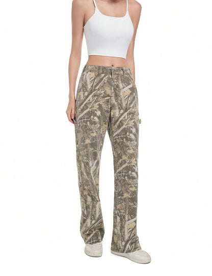 Women's Camouflage Low Rise Loose Cargo Jeans