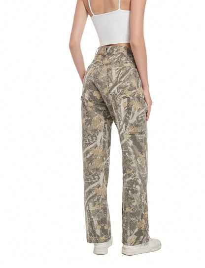 Women's Camouflage Low Rise Loose Cargo Jeans