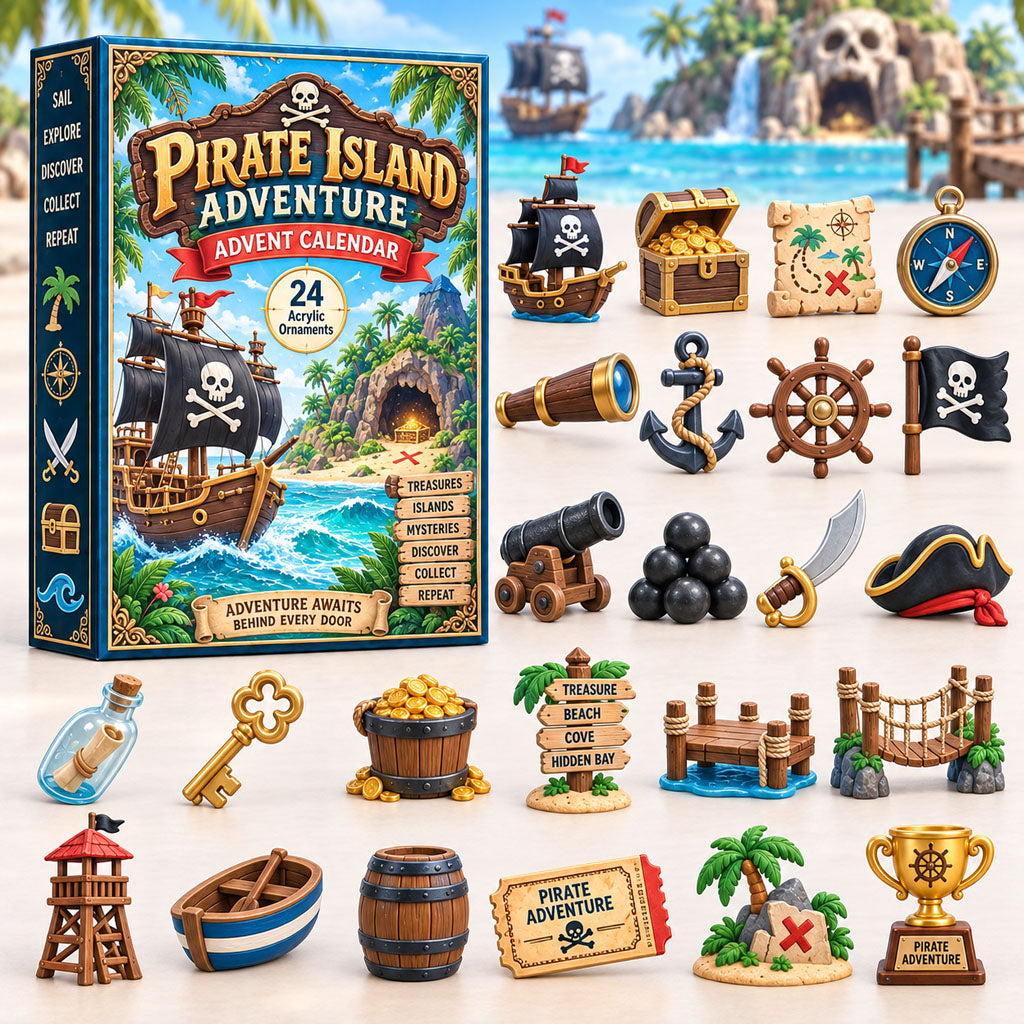 CHRISTMAS KICKOFF 40% OFF - Pirate Island Adventure Advent Calendar 2026 - 24-Day Festive Countdown, Acrylic Charms Blind Box - Gift For Kids Adventure AC0HA303