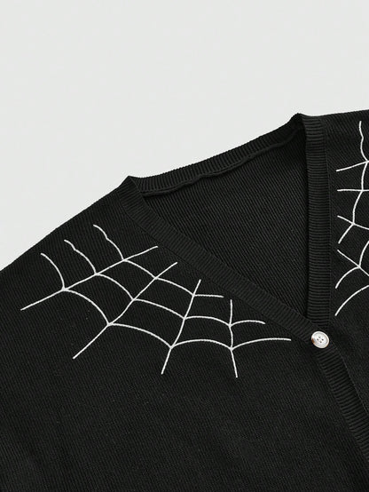 Plus Gothic Spider Embroidered Cardigan
