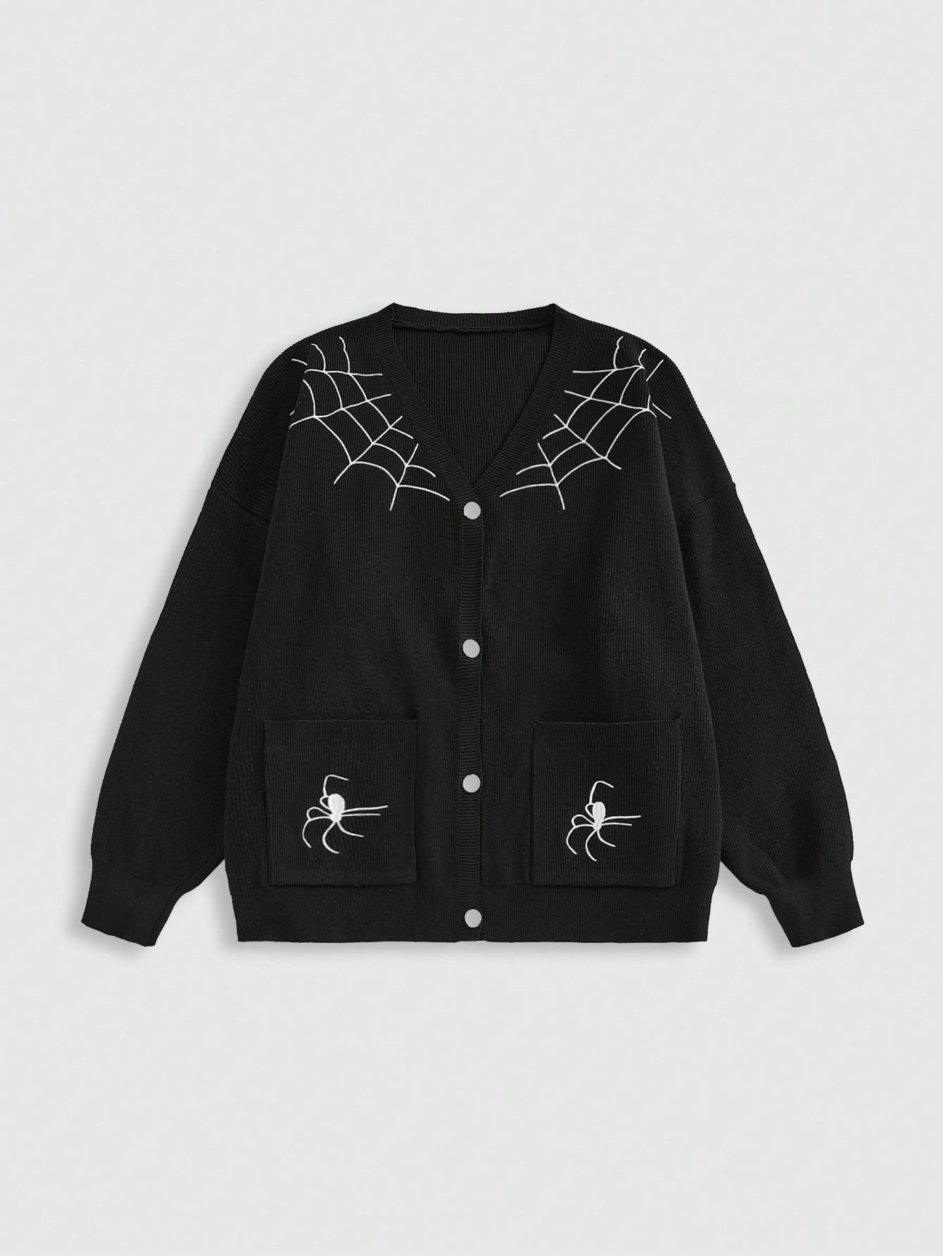 Plus Gothic Spider Embroidered Cardigan
