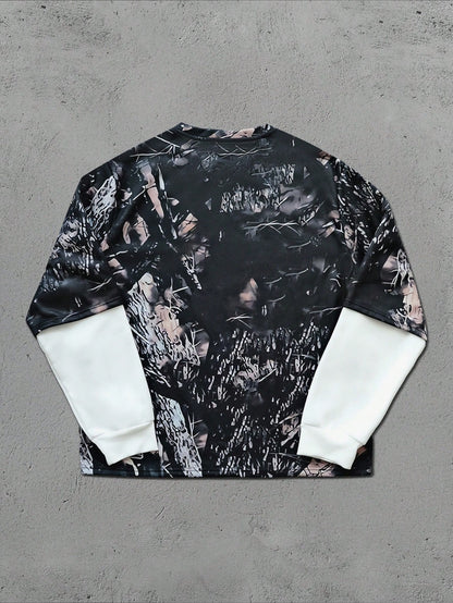 Plus Size Men's Colorblock Letter Print Sweatshirt