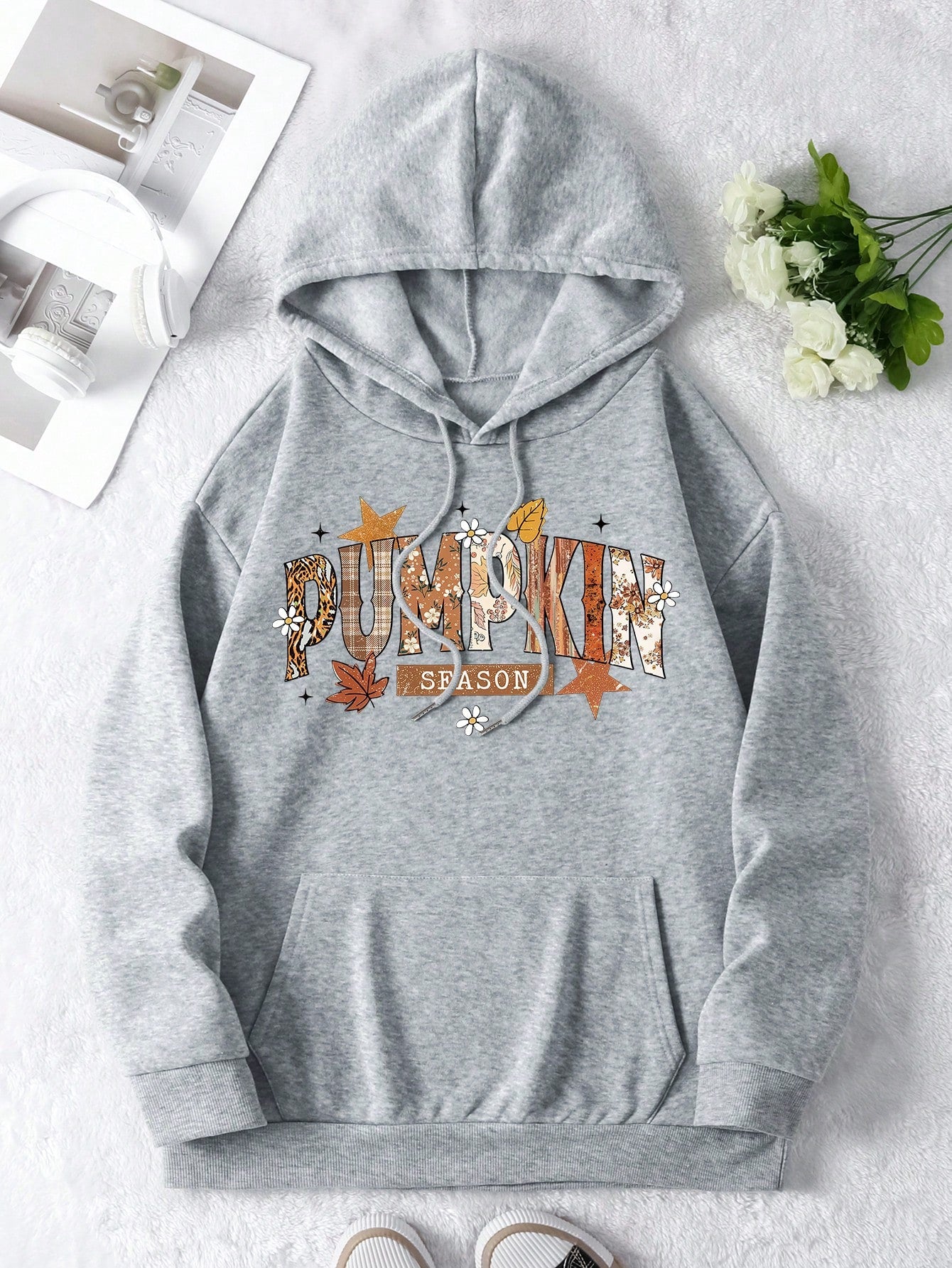 Women’s Patchwork Graphic Hoodie Fall & Winter Essential Sweatshirt