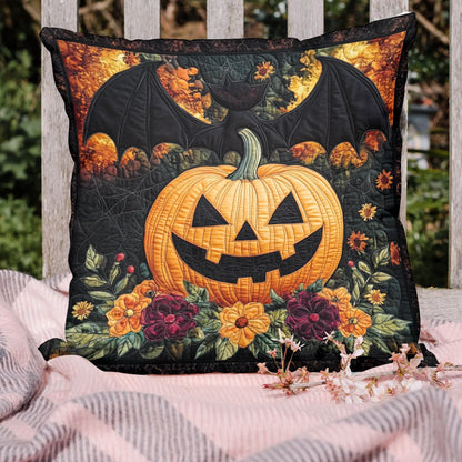 Pumpkin Bat Halloween Quilted Pillow Case