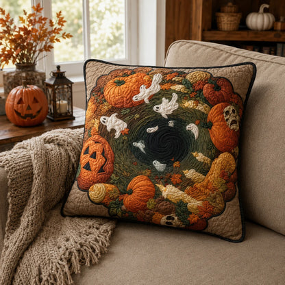 Pumpkin Ghost Halloween Quilted Pillow Case