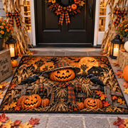 Pumpkin Scarecrow Crows Halloween Doormat Outdoor Entrance Floor Mat