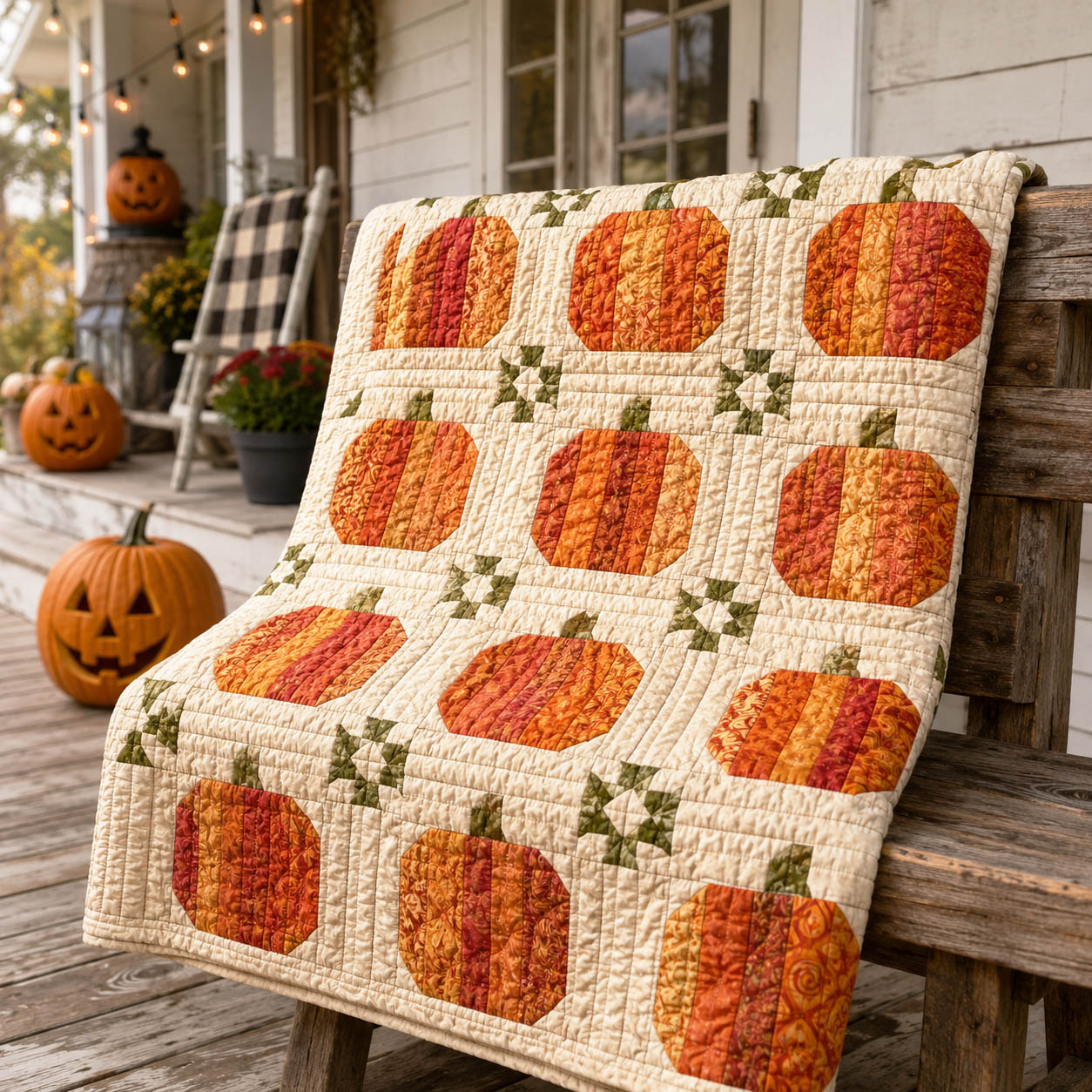 Pumpkin Patch Quilted Blanket NCU0TD3020