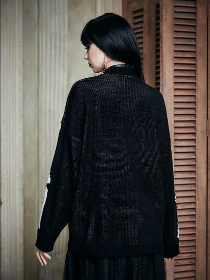 Punk Skeleton Drop Shoulder Cardigan