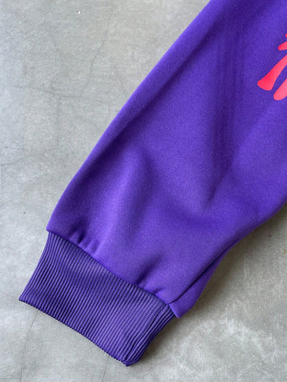 Purple Graphic Zip Up Streetwear Hoodie