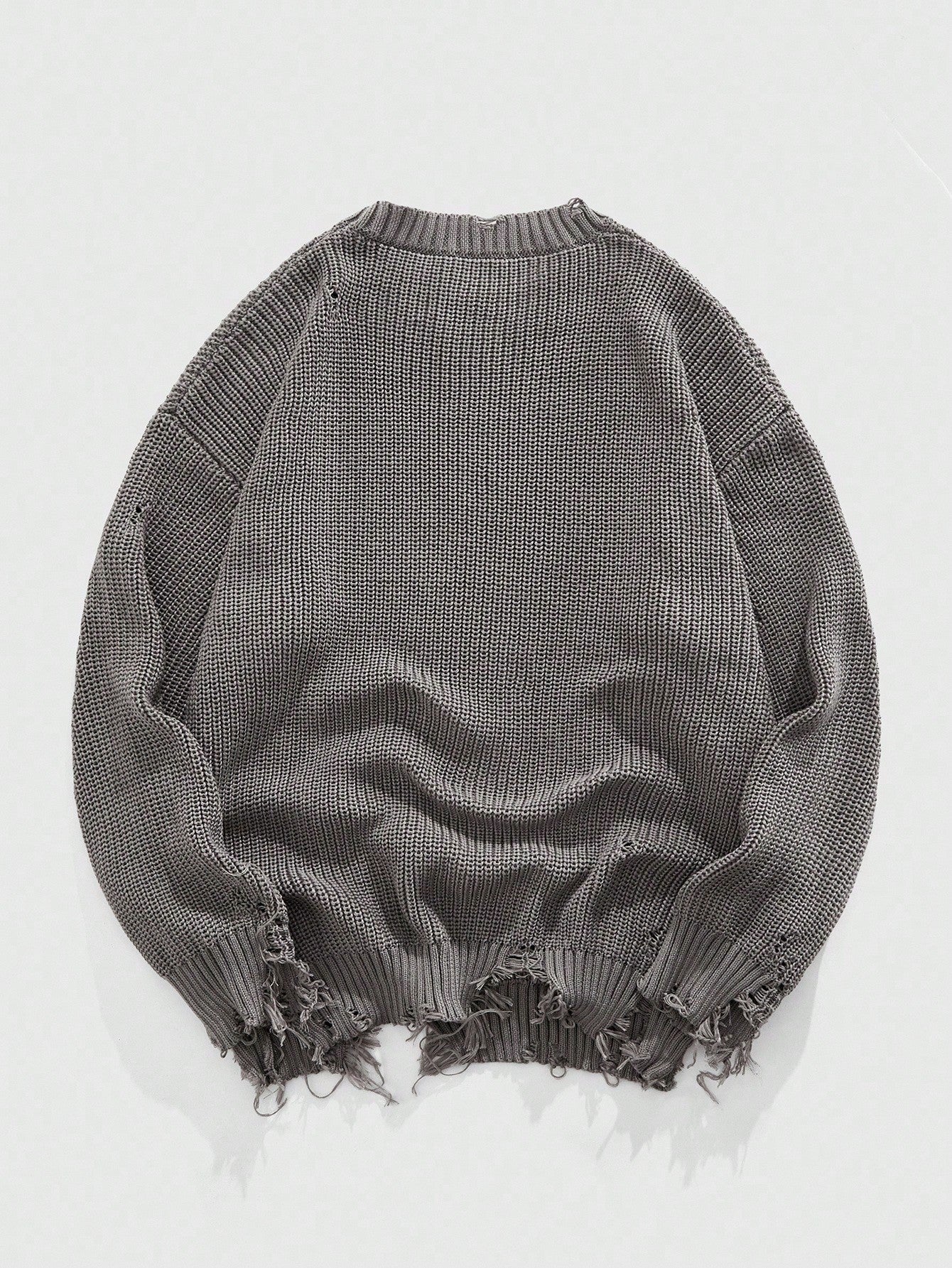 Grunge Punk Men’s Distressed Apocalyptic Print Knit Sweater