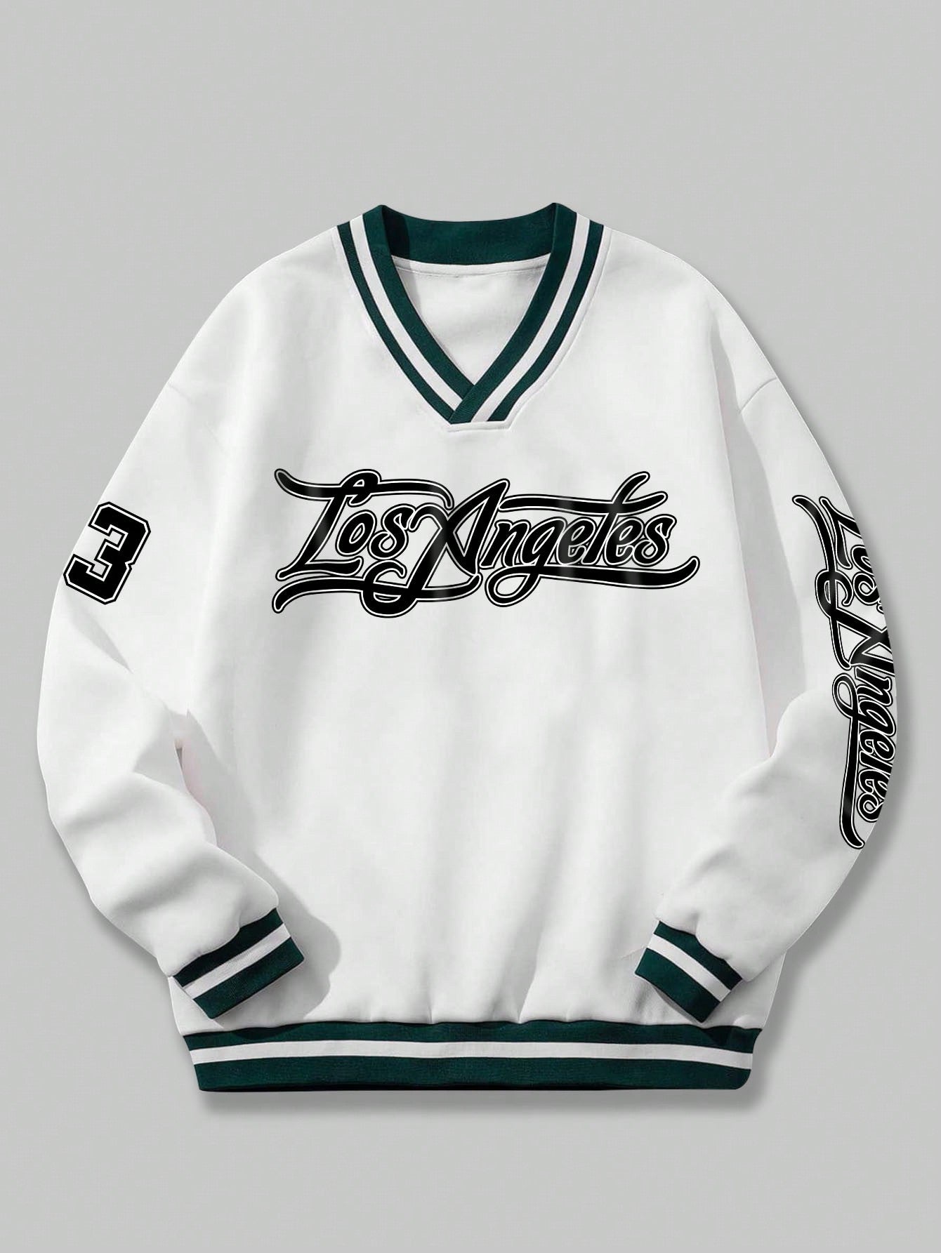 Letter Graphic Striped Trim Basketball Sweatshirt