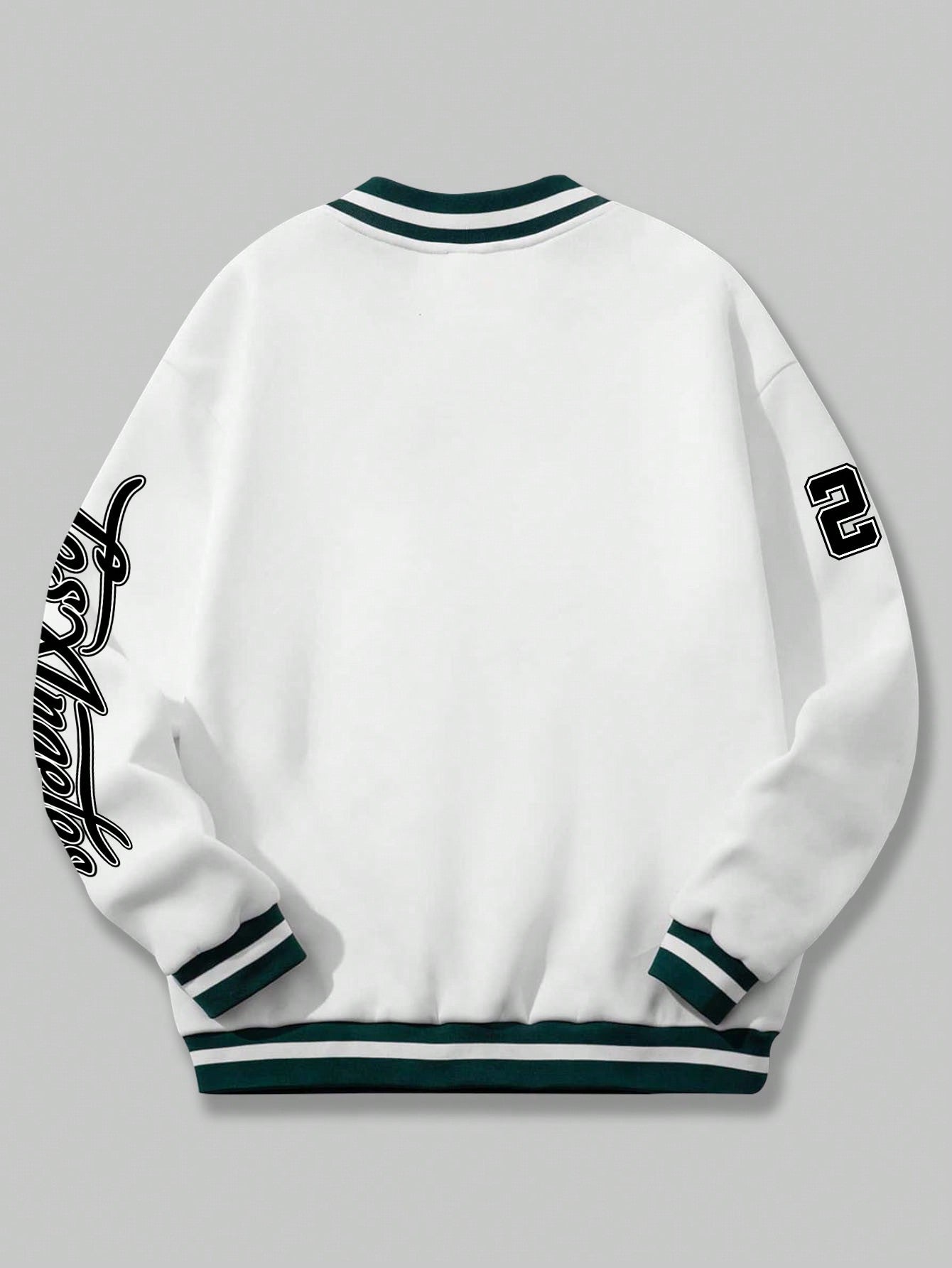 Letter Graphic Striped Trim Basketball Sweatshirt
