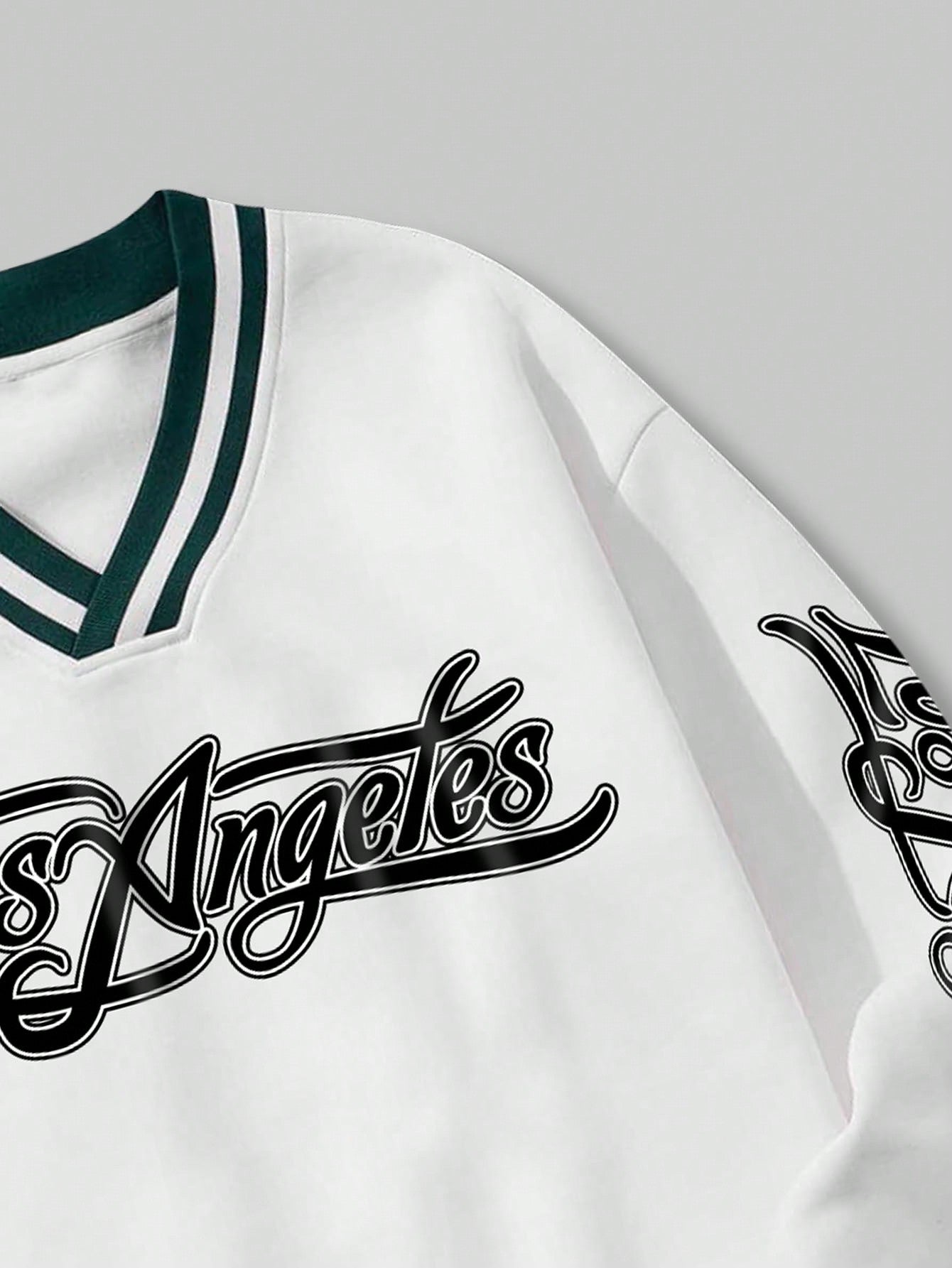 Letter Graphic Striped Trim Basketball Sweatshirt