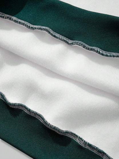 Letter Graphic Striped Trim Basketball Sweatshirt