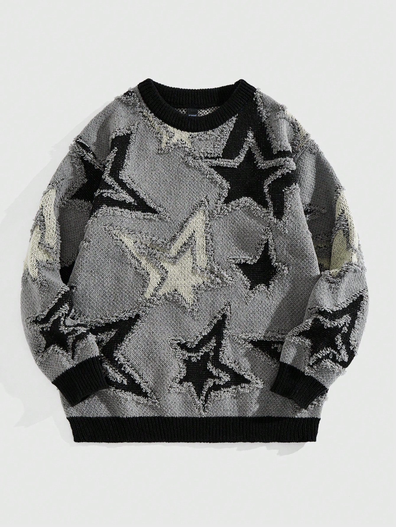 Street Life Men’s Contrast Color Star Jacquard Sweater