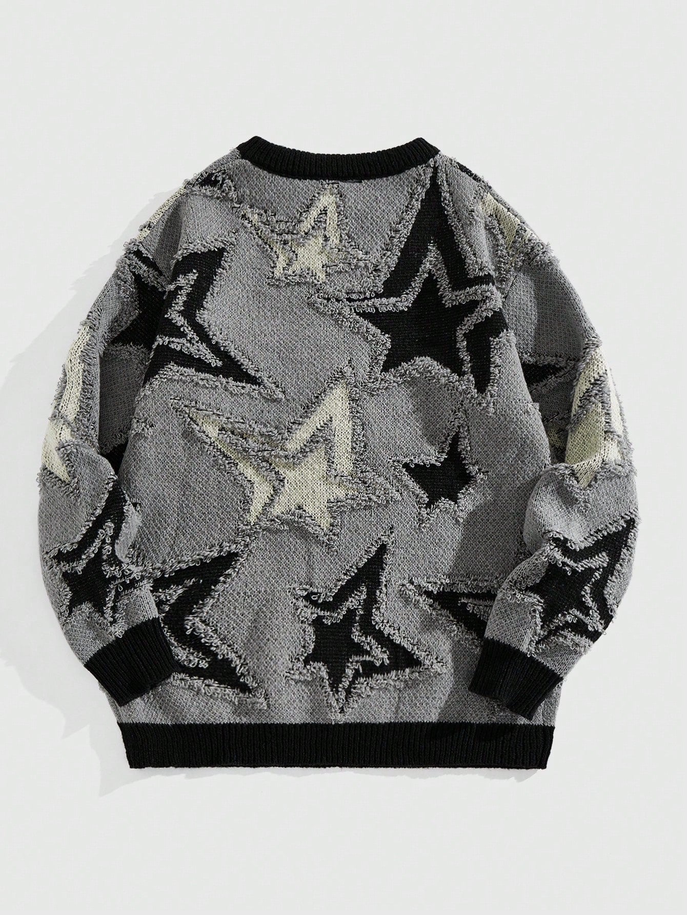 Street Life Men’s Contrast Color Star Jacquard Sweater